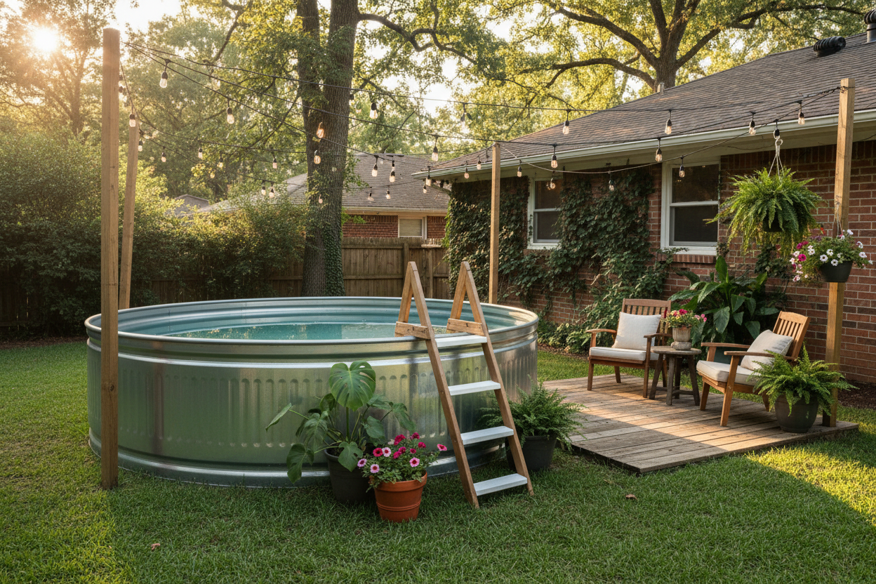 1,117 gal. Galvanized Round Tank, 10 ft. L x 10 ft. W x 2 ft. H (120 in. x 120 in. x 24 in.)
